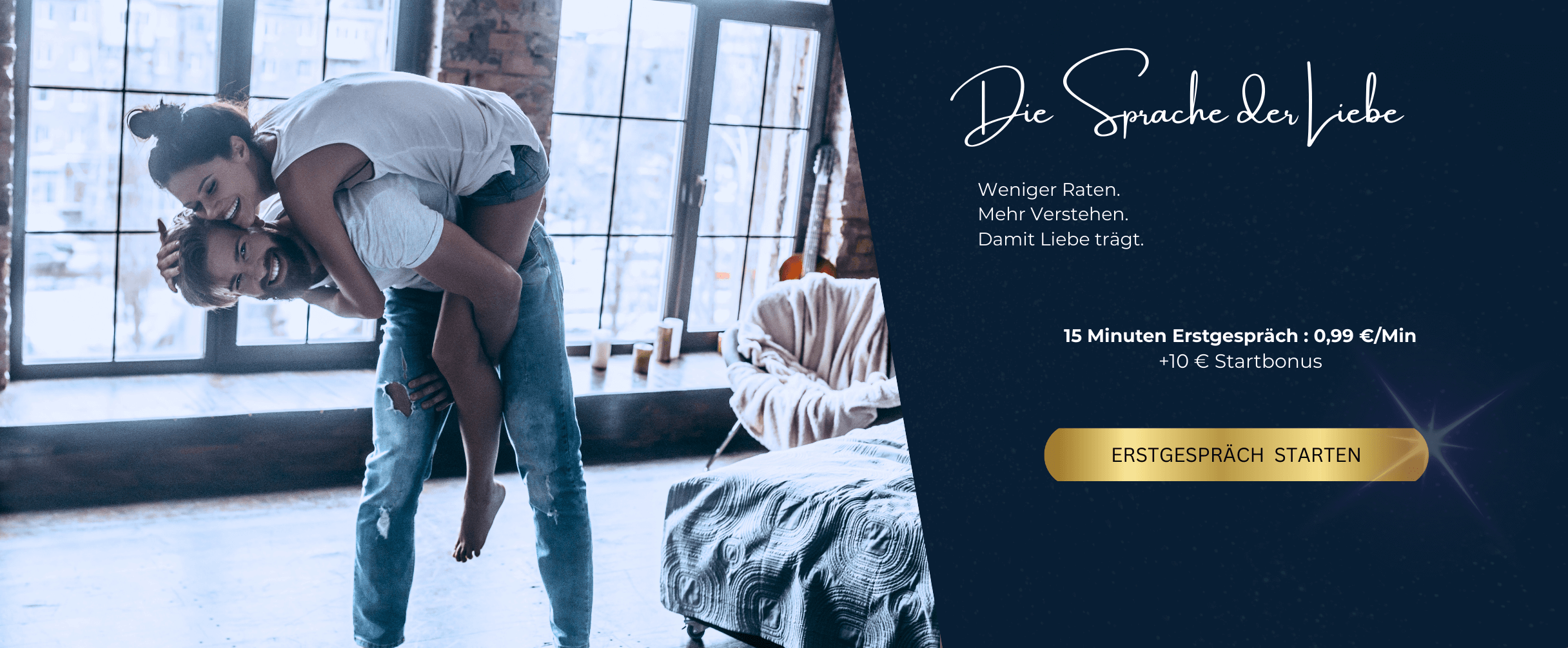 Lachendes Paar als Symbol für Liebe und Partnerschaft – Via Dio Sternecoaching Experten entschlüsseln eure Liebessprache für mehr Nähe, Vertrauen und Harmonie.